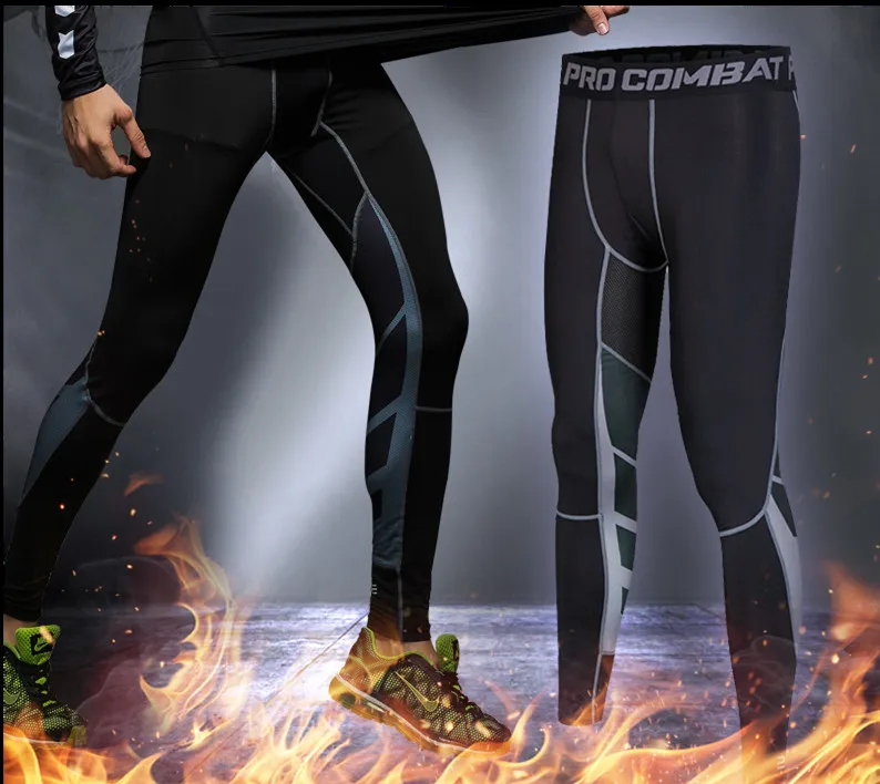 

Compression Basketball Tights Men's Sports 3/4 Cropped Pants Gym Running Leggings Male Joggings Elastic Football Trousers