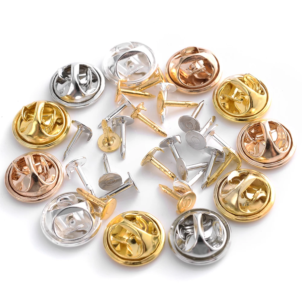 50Pcs Squeeze Badge Holder Butterfly Clasp Pins Colorful Metal Clutch Clasps Caps For Diy Jewelry Making Craft Accessories - купить по