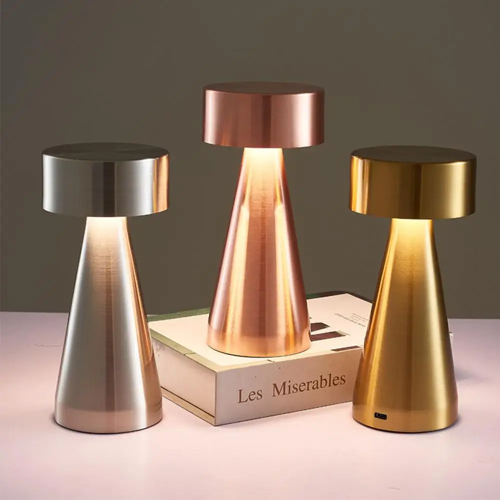 

Retro Led Table Lamp Rechargeable Eye Protection Energy Saving USB Night Lights Metal Touch Bedside Reading Lamp Table Decor
