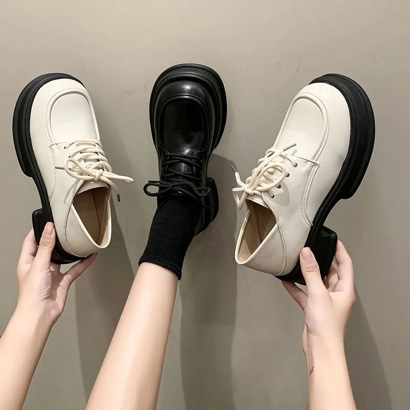 

Слипоны женские в британском стиле, повседневные кроссовки, оксфорды, платформа, круглый носок, без застежки, Классическая обувь в стиле преппи, C