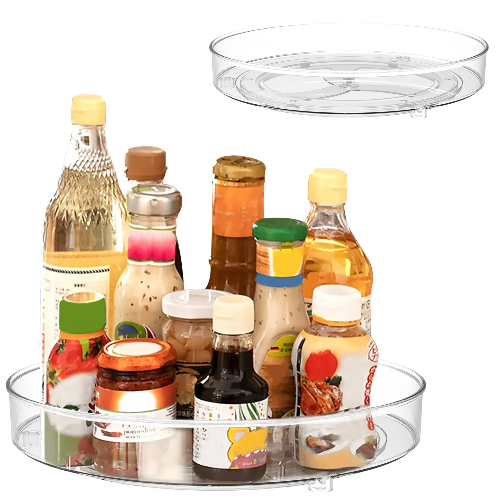 

2 Pcs Lazy Susan Turntable Clear Turntable Organizer Reusable Rotating Storage Rack Multifunctional Round Rotating Tray