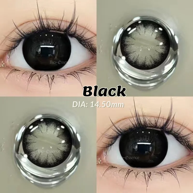 

Bio-essence 1 Pair Black Contact Lenses Natural Color Lens Makeup Contact Lenses for Eyes Black Beauty Pupils for Free Shipping