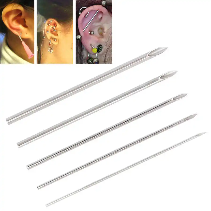 

100Pcs Stainless Steel Body Piercing Needle Disposable Independently Packaged Hygienic for Lip Navel Ear Tongue Nose Piercing