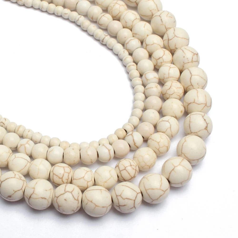 

Suino Natural Howlite Stone Beads White Turquoise Perles Fabrication De Bijoux jewelry for Bracelets Making