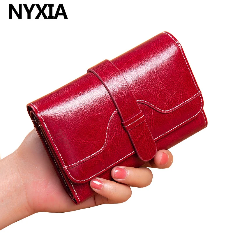 

High Quality Women's Genuine Leather Wallet Female Short RFID Anti Theft Card Holder Coin Purse Wallets for Women Clutch Bag