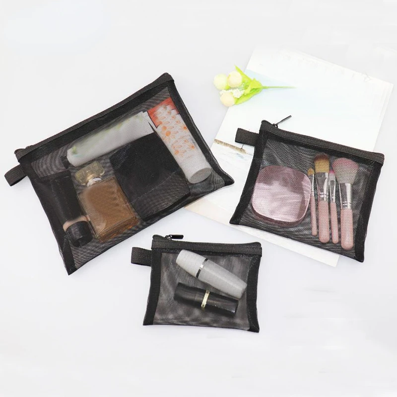 

Women Transparent Travel Cosmetic Storage Bag Mesh Zipper Makeup Organizer Toiletry Beauty Wash Kit Bag Case Pouch