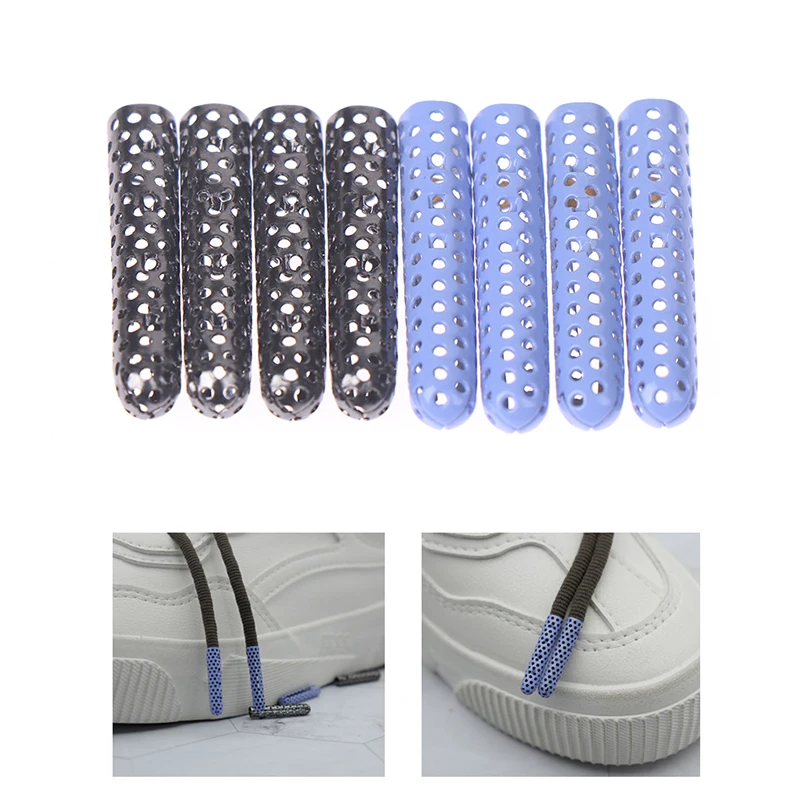 

4pcs/set Royal Blue Black Painting Hollow Metal Tips Cut Outs Shoe Lace Aglet For Shoelace Drawstring Accessories