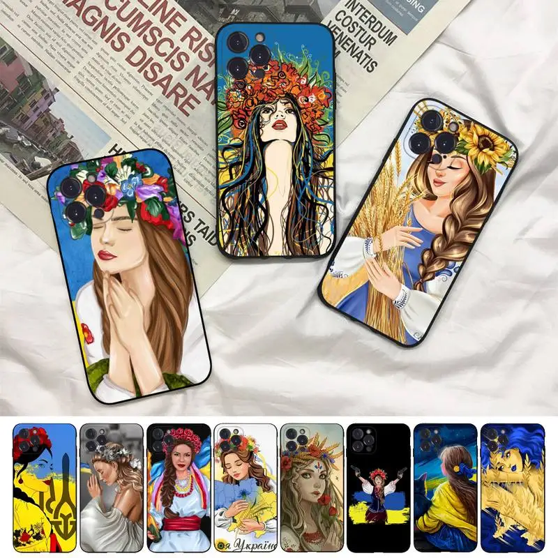 

Ukraine Flag girl Phone Case For iPhone 8 7 6 6S Plus X SE 2020 XR XS 14 11 12 13 Mini Pro Max Mobile Case
