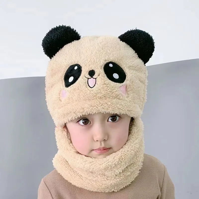 

Children's Boys and Girls Winter Warm Scarf Integrated Keep Baby Warm Windproof Cover Face Earmuffs Hat