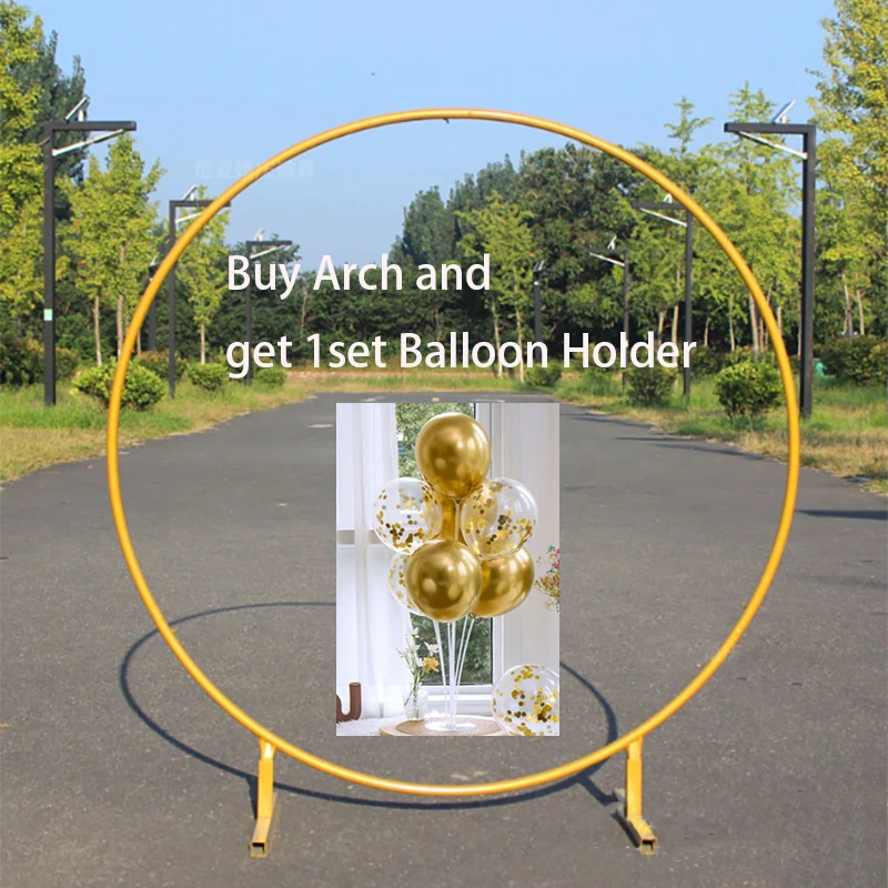 

2M Iron Circle Wedding Birthday Arch Decoration Background Wrought Props Outdoor Lawn Round Arch Backdrop Stand Wedding Frame