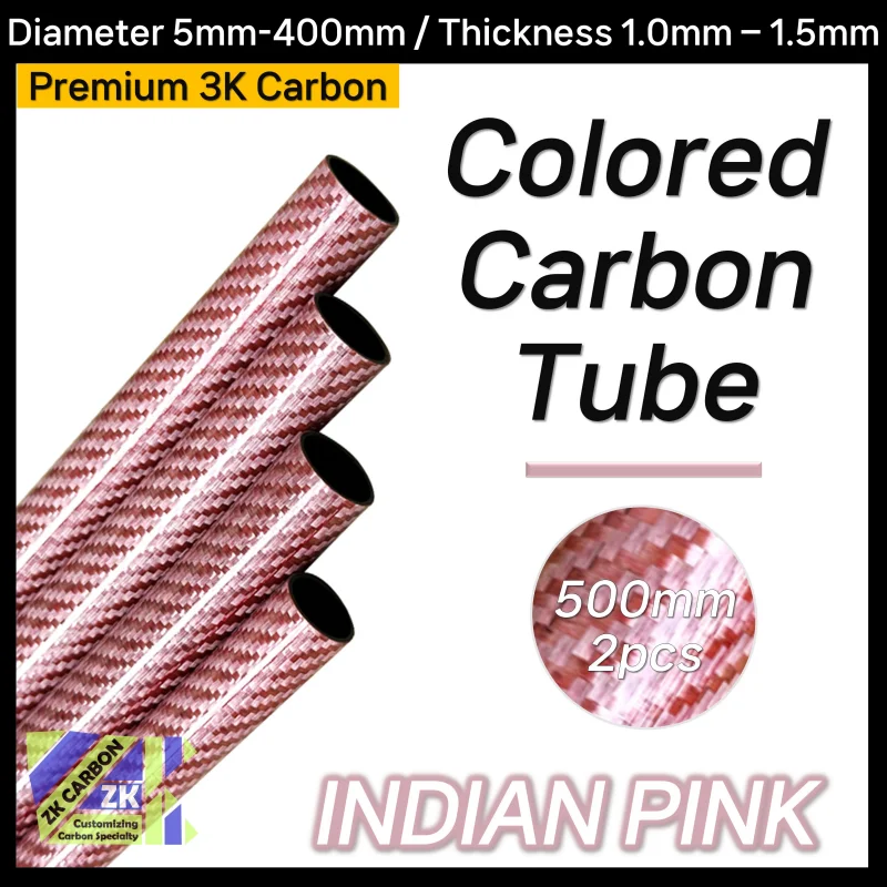 

2pcs/lot 500mm Indian Pink Colored Carbon Fiber Tube OD 5-30mm For RC Airplanes Parts Glossy Twill Carbon Tube 3K Material