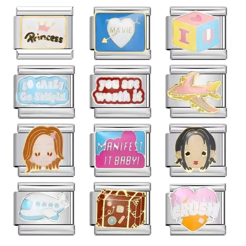 Очаровательный итальянский браслет из нержавеющей стали модуль 9 мм сращивание