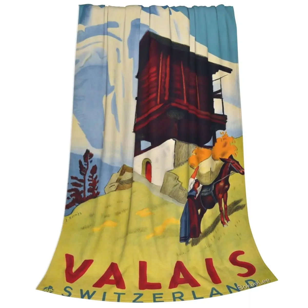 Valais Швейцария лыжное одеяло покрывало на кровать плюшевое для двуспальной