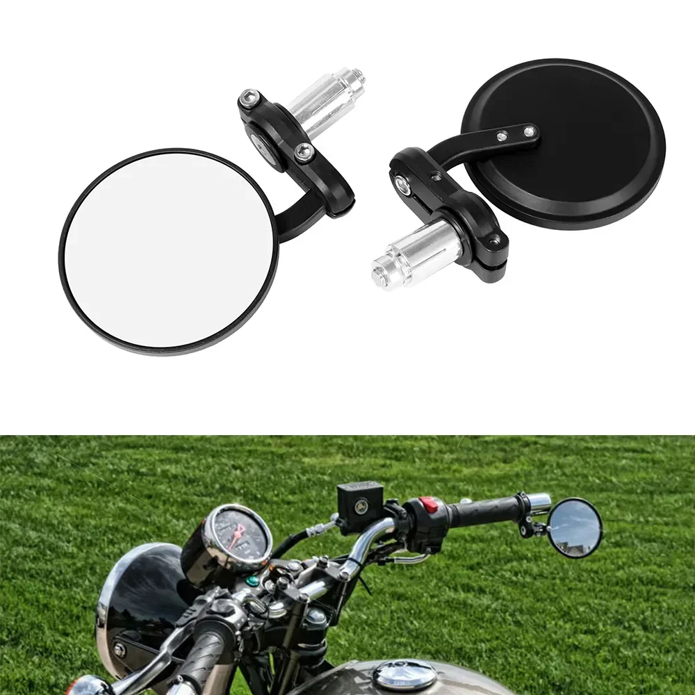 

22mm Motorcycle Rear Mirror Motorcycle Handlebar End Mirror For Cafe Racer Black Handle 7/8"Mirrors for Motorcycle Modified Part