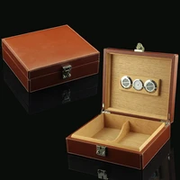 leather cigar case cedar wood cigar humidor box w humidifier hygrometer travel cigar box smoking accessories
