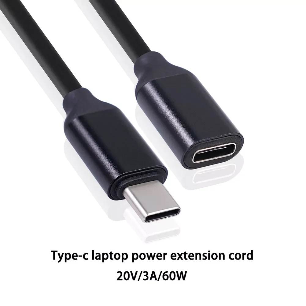 

60W 3A Type-c Male to Female Extension Cable Gold-plated Extensor Charger Wire Connector 0.2/1/1.5 m Usb C Type-c Extension Cord