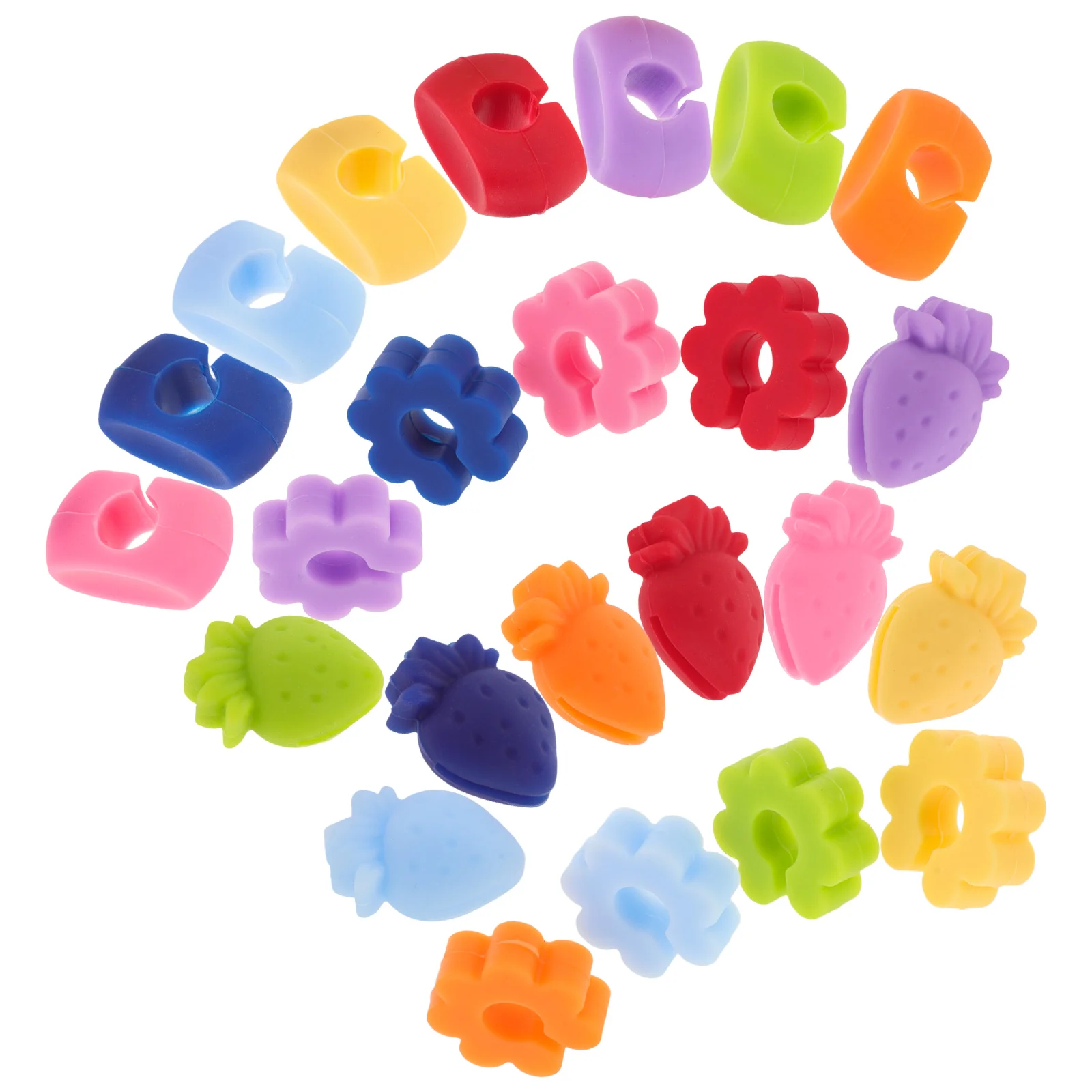 24 шт. силиконовые стеклянные маркеры с подвесками цветком клубники