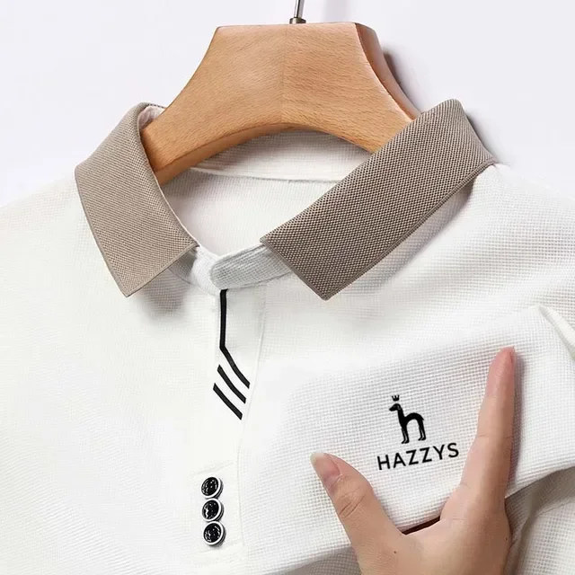 

HAZZYS Long Sleeved Wear Golf T-shirt Men's Spring and Autumn Clothing New Casual Top Solid Simple Polo Shirt Men