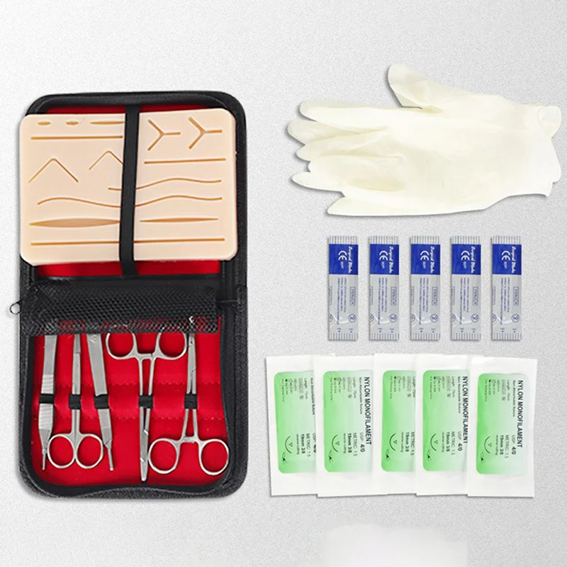 

Surgical Suture Training Kit Skin Operate Suture Practice Model Training Pad Scissors Tool Kit Teaching Equipment