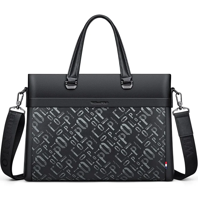 

Business Large Capacity Men‘s Briefcase Genuine Leather Office Handbag 14Inch Laptop Bag Fashion Men Shoulder Bag