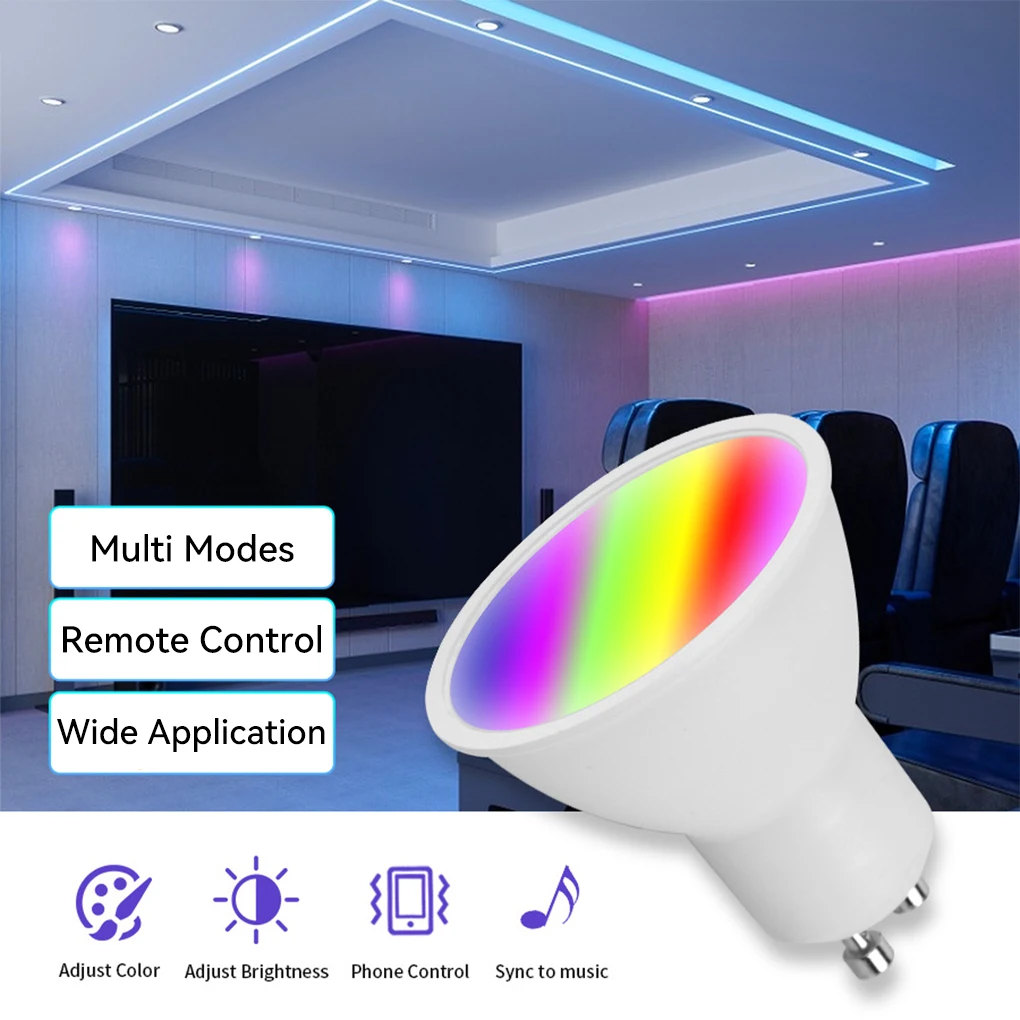 

Smart Bulb Dimmable Remote Control Lamp Cup Adjustable Multi Modes Color Change Reflector Light Home Bar GU10 7W
