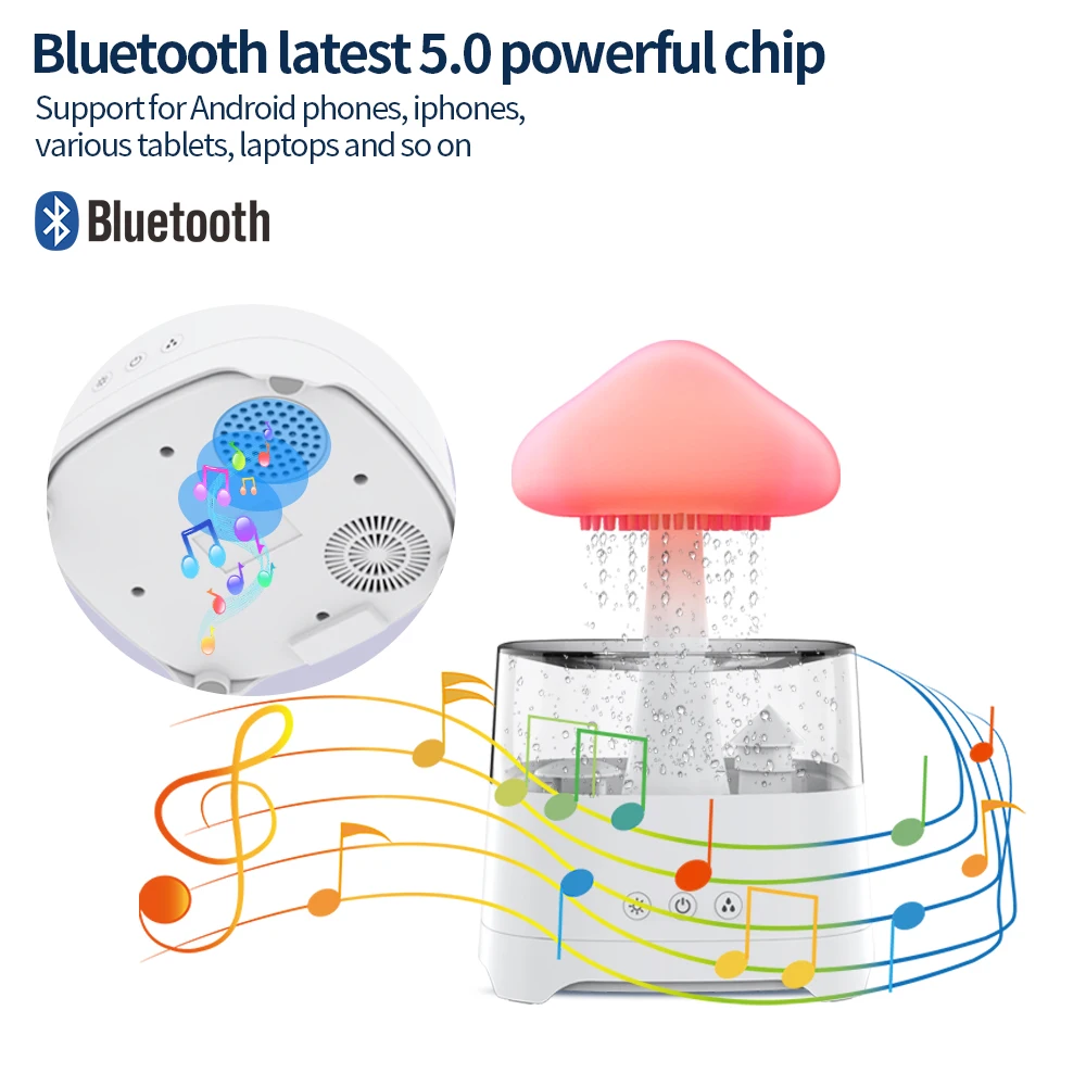 Фото Облачный дождевой диффузор, увлажнитель, музыкальный Bluetooth-динамик, капля дождя, машина для ароматерапии, ультразвуковая увлажняющая лампа для распыления №2