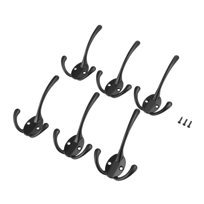 

18PCS Big Heavy Duty Three Prongs Coat Hooks Wall Mounted With 36 Screws Retro Double Utility Rustic Hooks