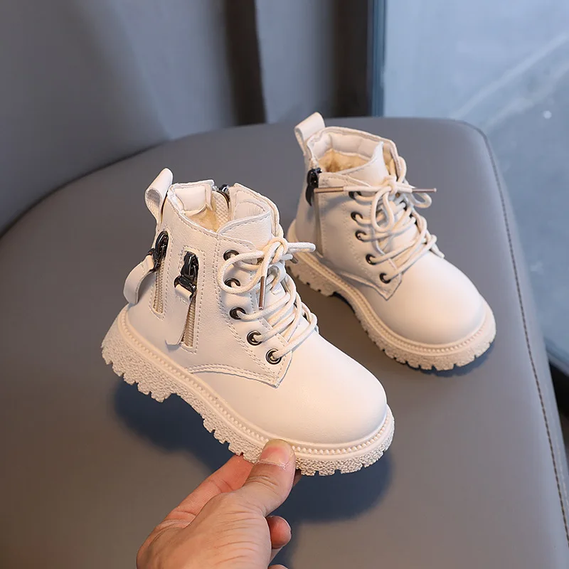 

Children Casual Shoes Autumn Winter Martin Boots Boys Shoes Fashion Leather Soft Anti Slip Girls Boots 21-30 Sport Running Shoes