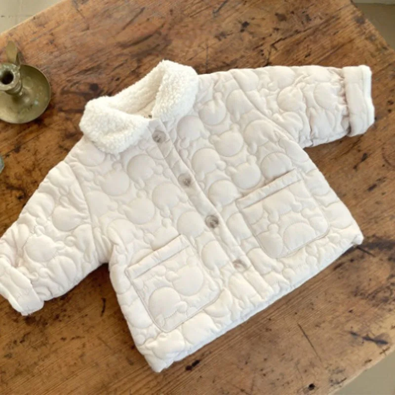 Freely Move Fashion Baby Girl Winter Clothes Jacket Thick Lamb Collar Infant Toddler Child Warm Cartoon Coat Baby Outwear Cotton