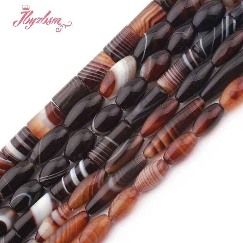 

Natural Botswana Agates Olivary Rice Loose Spacer Beads Natural Stone Beads For DIY Bracelet Necklace Jewelry Making Strand 15"