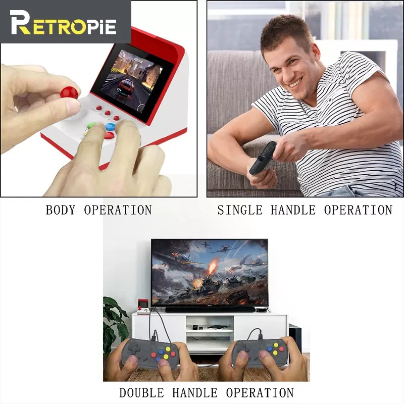 

2023RETROPIE A6 Arcade FC 8-Bit Video Game Console Cheap Children's Gift Toys Built-In 360 Retro Games Double Game Console a