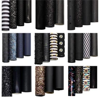 new black series 2033cm faux synthetic leather set fabric for bows leather diy handmade earring wallet earrings bag purse