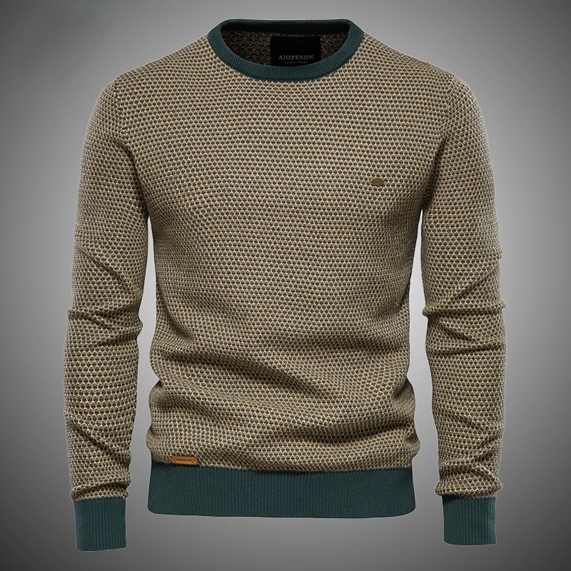 

Basic Pullovers Sweater Men Casual Cotton Spliced O-neck Knitted Sweaters Mens Fashion Solid Color Quality Sweaters Male Tops