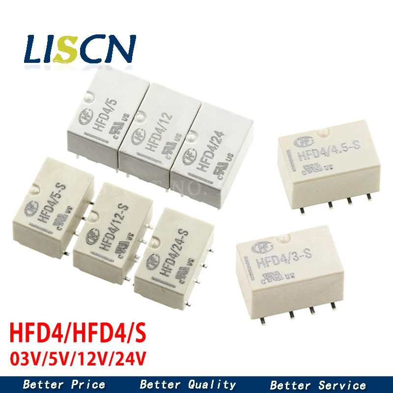 

2PCS HFD4-3V 5V 12V 24V 8Pin DIP Relay SR HFD4-3-S HFD4-4.5-S HFD4-5-S HFD4-12-S HFD4-24-S SMD 2A HFD4 Relay