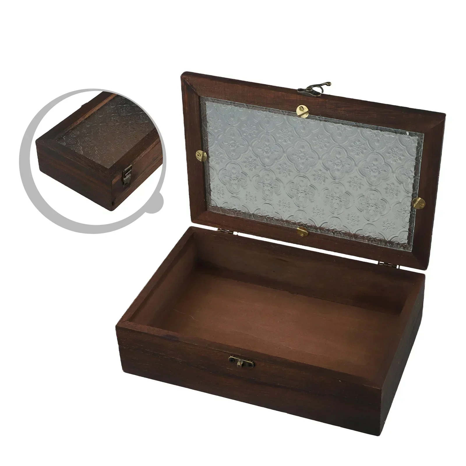 1x Haitang цветок стеклянный ящик для хранения винтажный шкаф из цельного дерева