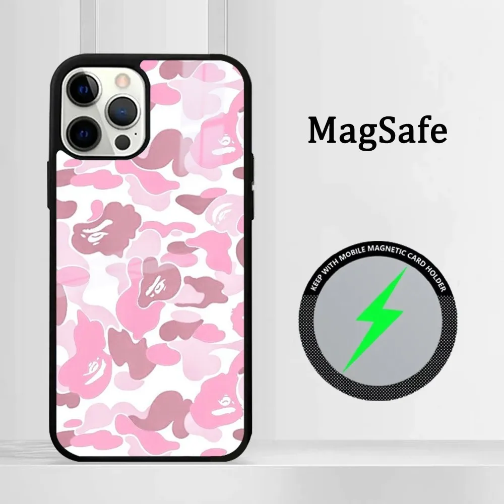 Чехол для телефона ABC CAMO B-bape-E IPhone 16 15 14 13 12 11 Pro Max Plus Mini Magsafe Mirror беспроводной