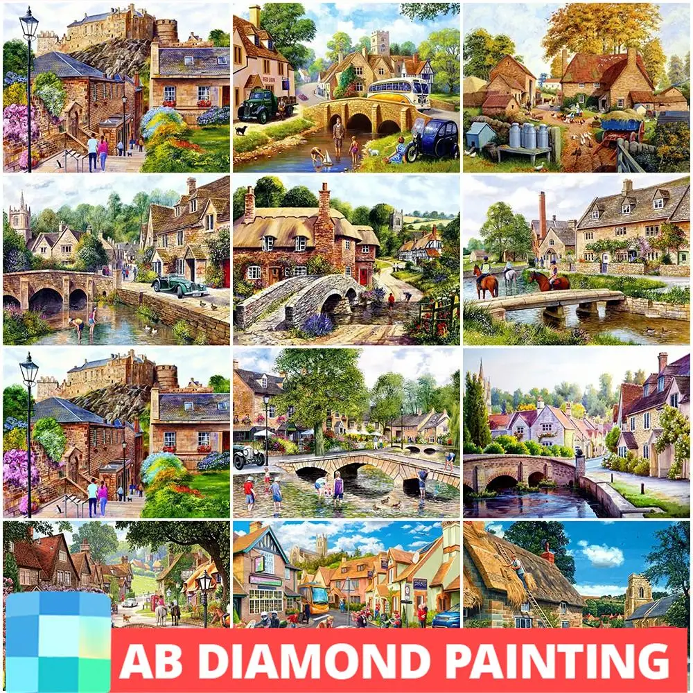 

Набор для вышивки крестиком AB сверла, мозаика из квадратных страз с изображением замка, комплекты для вышивки крестиком, пейзаж, хобби