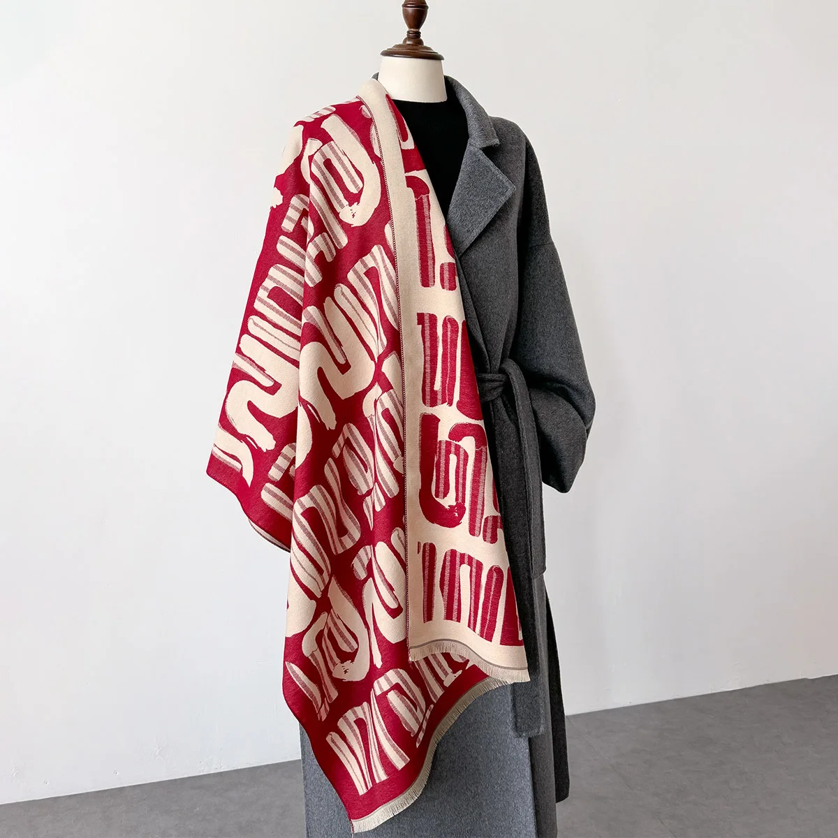 Зимний Теплый Кашемировый Шарф Для Женщин 2024 Роскошный Дизайн Толстая Шаль Из