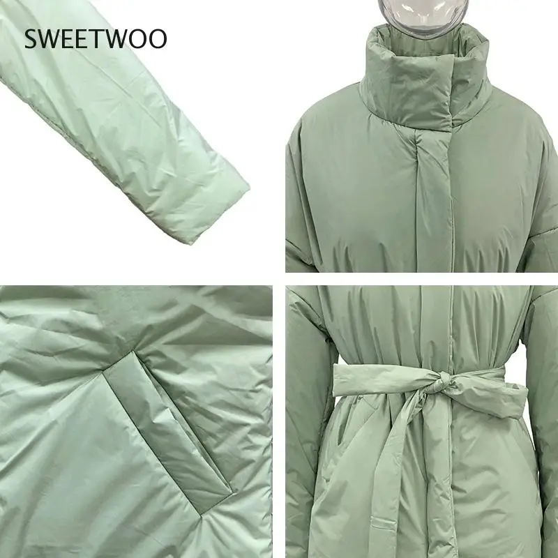 Casual Collected Waisted Parkas Women Fashion Simple Coats Women Elegant Spring Stand Collar Cotton Jackets Female Ladies Tide
