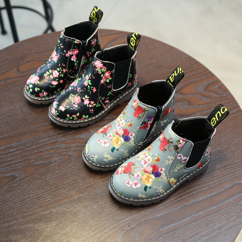 

Autumn Winter Kids Snow Boots Plush Warm Print Girls Leather Shoes Fashion Children Boys Ankle Boots Non-slip SH104