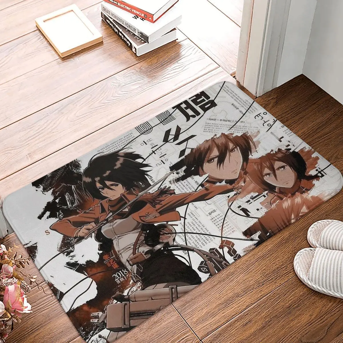 

Attack On Titan Eren Jager Mikasa Ackerman Armin Arlert Bathroom Non-Slip Carpet Cool Bedroom Mat Welcome Doormat