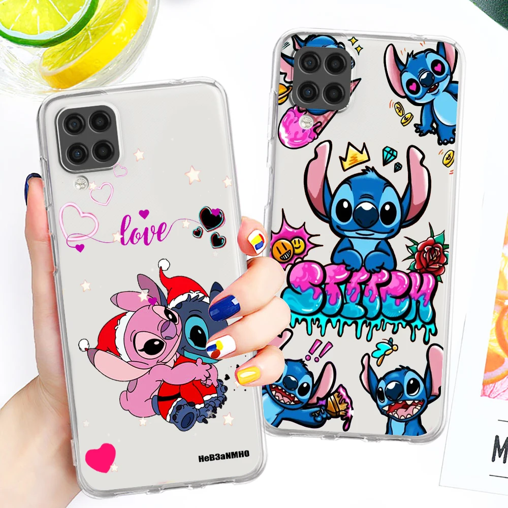 

Lilo & Stitch Luxury Cartoon Transparent Phone Case For Samsung A73 A72 A71 A53 A52 A51 A42 A34 A33 A32 A21 A13 A04 A03 5G