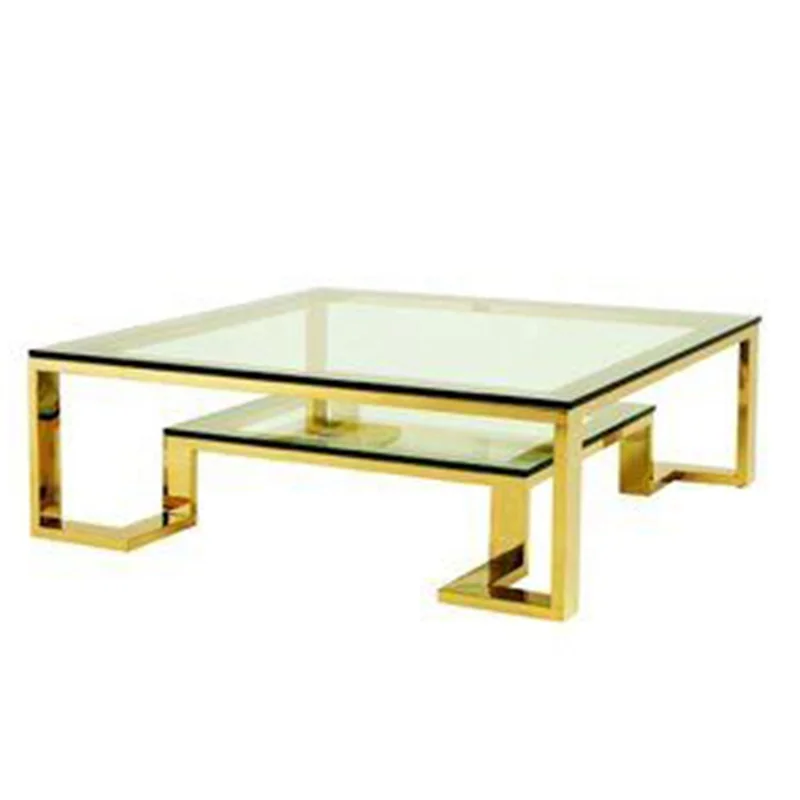 

New Customized European Style luxury stainless steel marble or glass top home sofa coffee table for Living room furniture