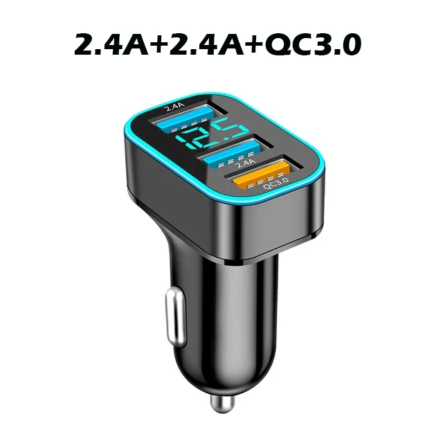 

Автомобильное зарядное устройство с 3 портами USB и прикуривателем, 66 Вт