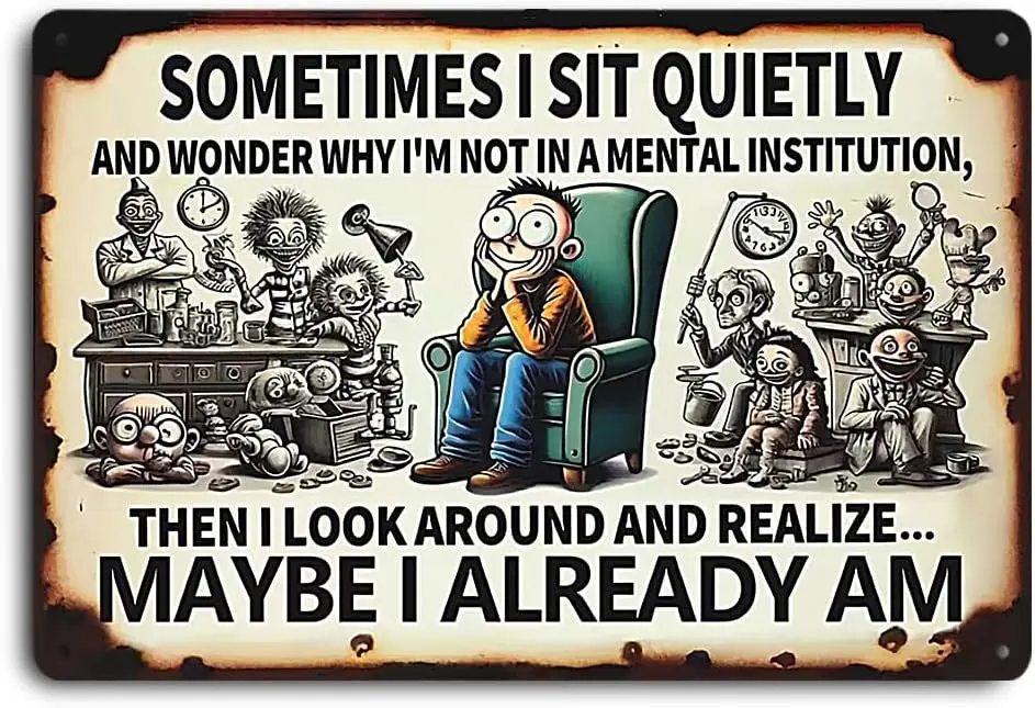 Vntage Metal Tn Sgn с цитатой Humoro и персонажами Whmscal 12x8 nch Коровки Настенное искусство для