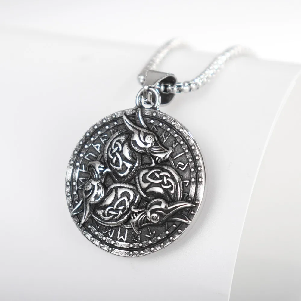 

Vintage Viking Compass Celtic Triangle Dragon Pendant Charm Men's Necklace Christmas Gift Valentine's Day Gift Protector Jewelry