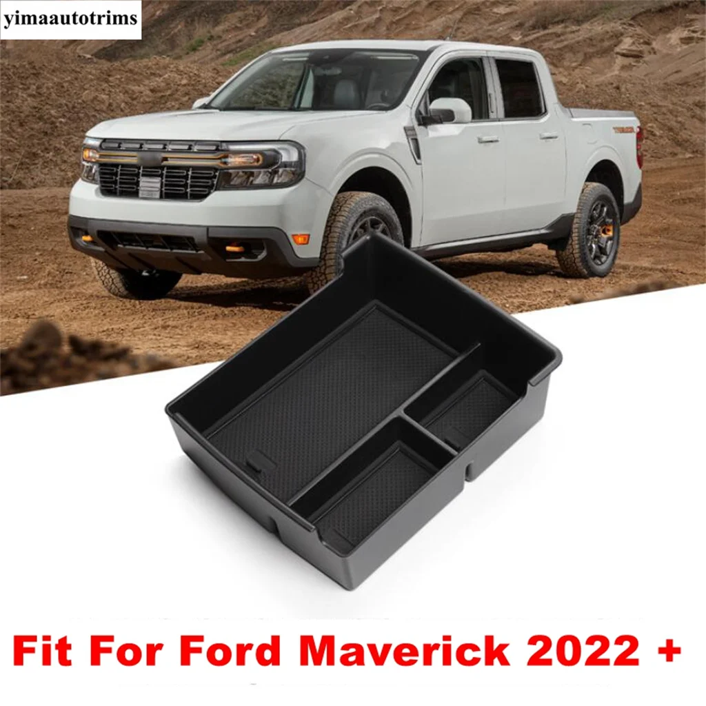 

Armrest Secondary Storage Pallet Tray Container Box Cover Fit For Ford Maverick 2022 2023 Black Style Car Interior Accessories