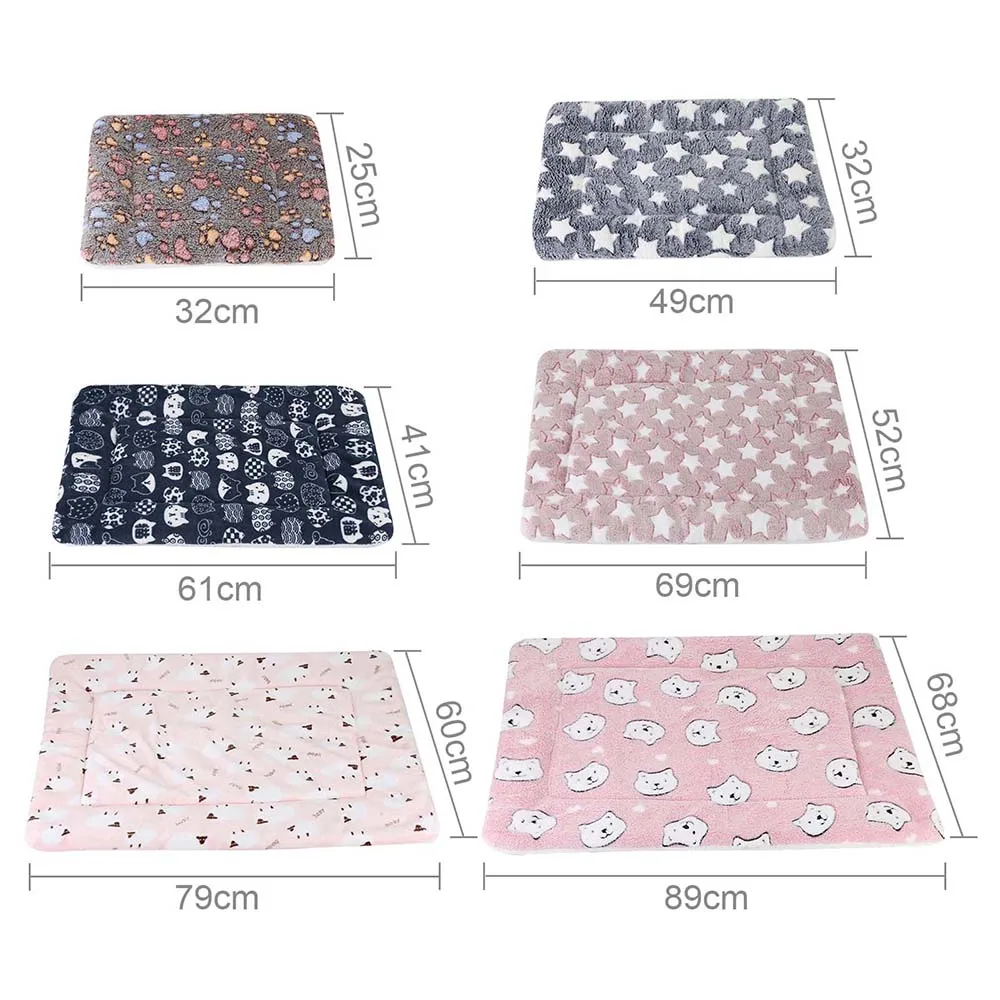 Soft Flannel Thickened Pet Fleece Pad Pet Blanket Bed Mat For Dogs Cat Sofa Cushion Home Rug Keep Warm Washable Sleeping Cover images - 6