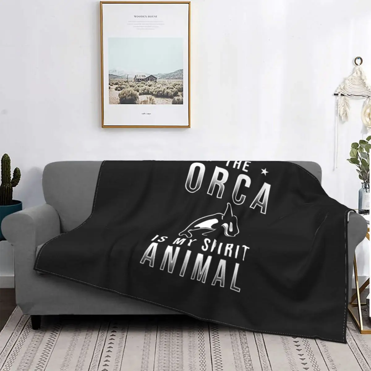 

Orca Killer Whale Spirit Animal Throw Blanket Goth Fleece Flannel Lightweight Blankets for Home Office Couch Bed Sofa All Season