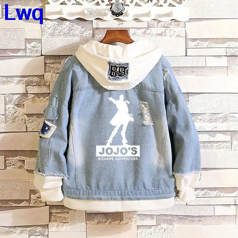 Новая джинсовая куртка из аниме Невероятные приключения Джоджо с имитацией двух